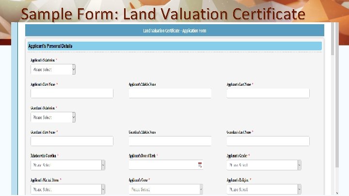 Sample Form: Land Valuation Certificate 