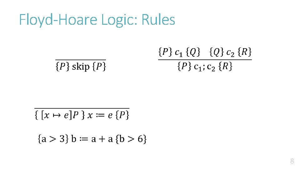 Floyd-Hoare Logic: Rules 8 