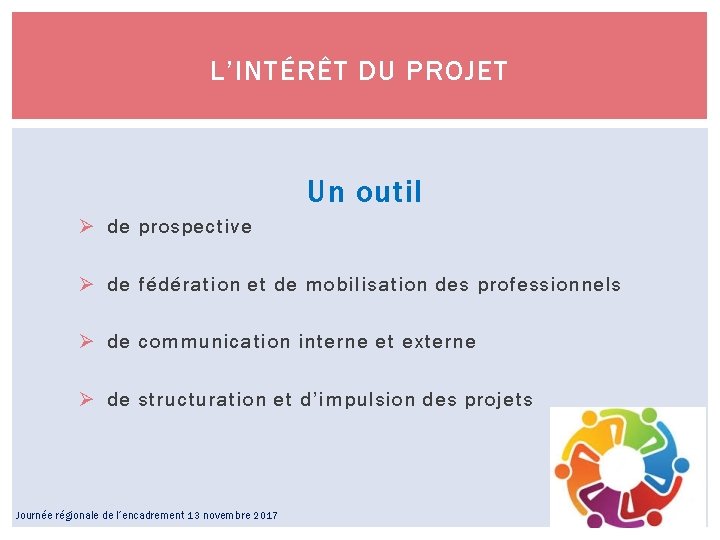 L’INTÉRÊT DU PROJET Un outil Ø de prospective Ø de fédération et de mobilisation