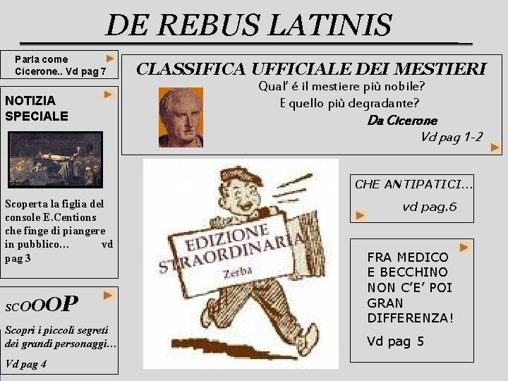 DE REBUS LATINIS Parla come Cicerone. . Vd pag 7 NOTIZIA SPECIALE CLASSIFICA UFFICIALE