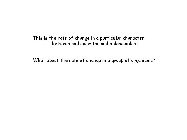 This is the rate of change in a particular character between and ancestor and