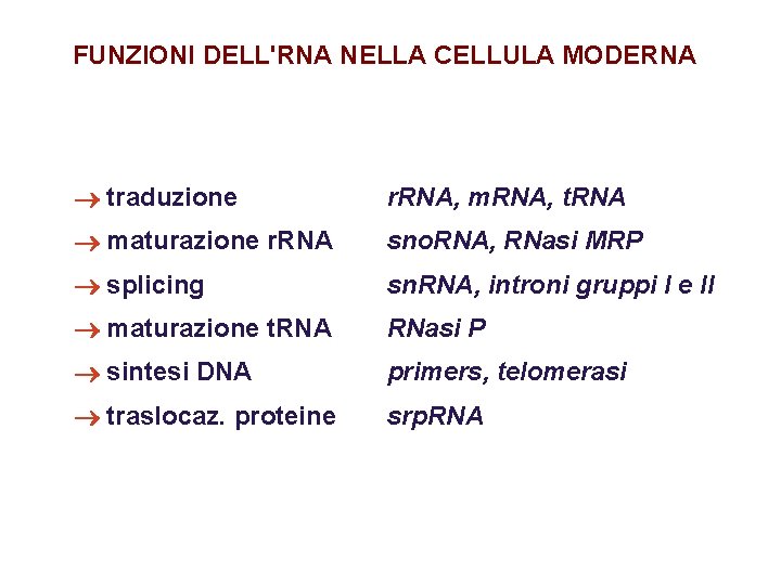 FUNZIONI DELL'RNA NELLA CELLULA MODERNA ® traduzione r. RNA, m. RNA, t. RNA ®