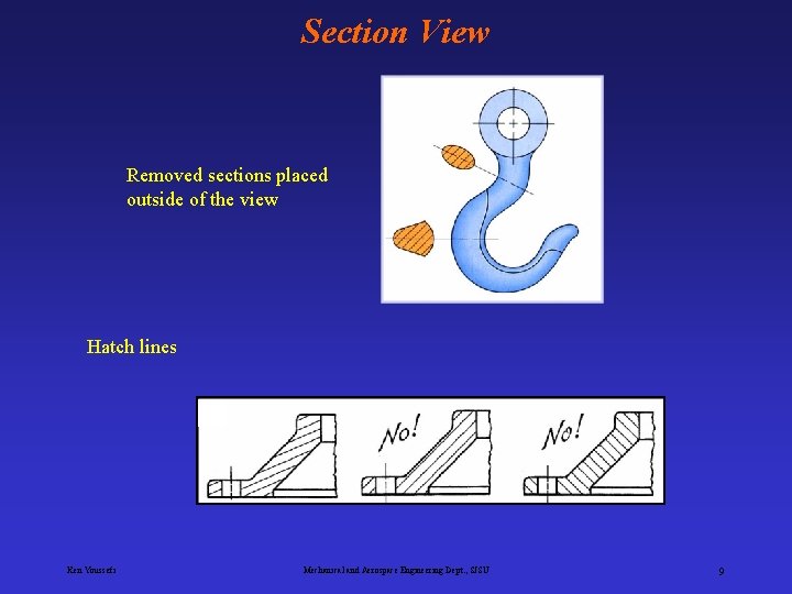 Section View Removed sections placed outside of the view Hatch lines Ken Youssefi Mechanical