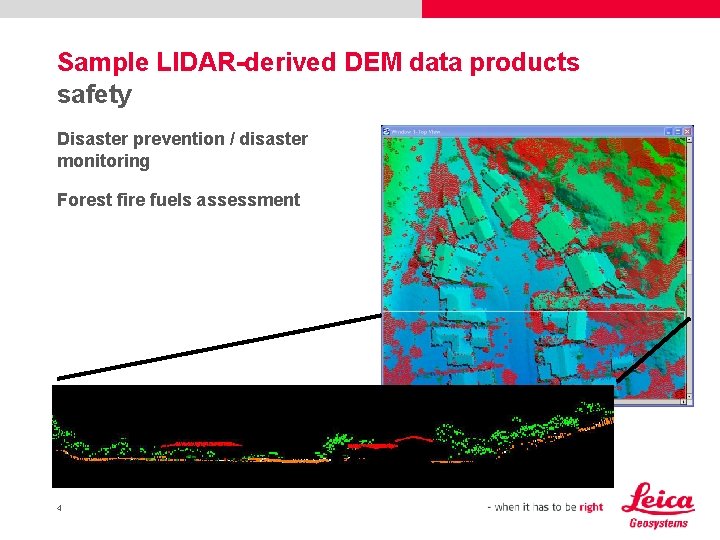 Sample LIDAR-derived DEM data products safety Disaster prevention / disaster monitoring Forest fire fuels
