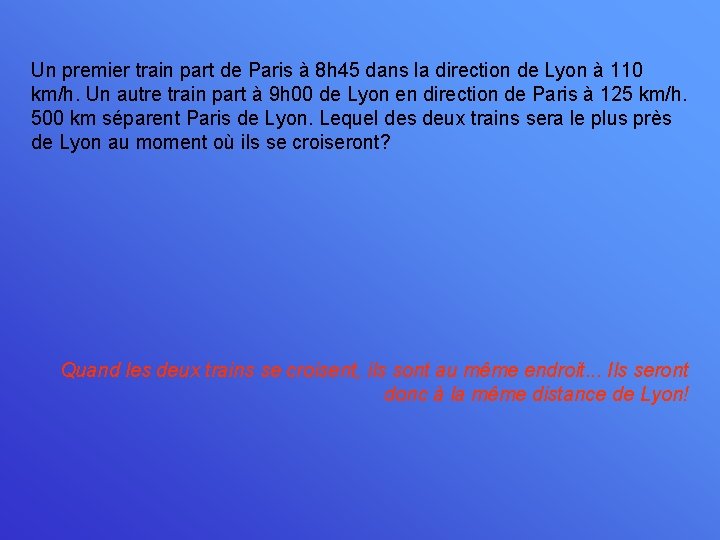 Un premier train part de Paris à 8 h 45 dans la direction de