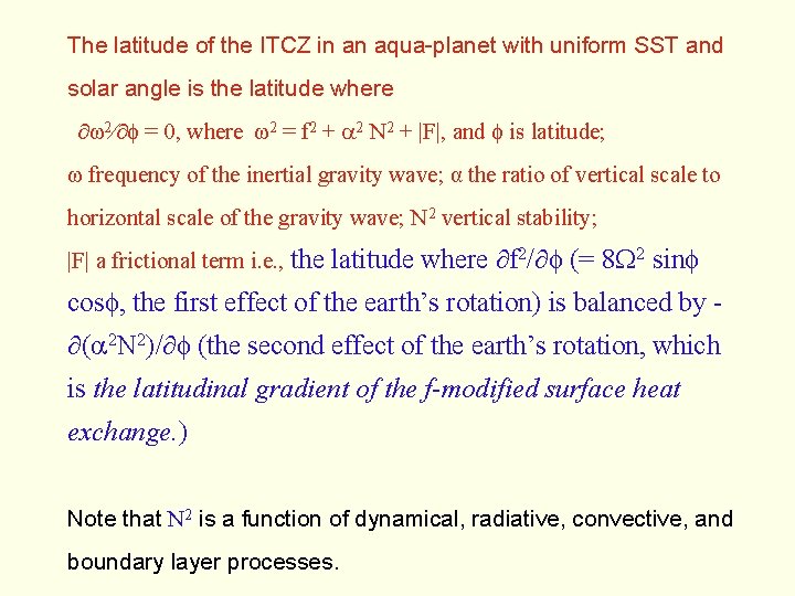 The latitude of the ITCZ in an aqua-planet with uniform SST and solar angle