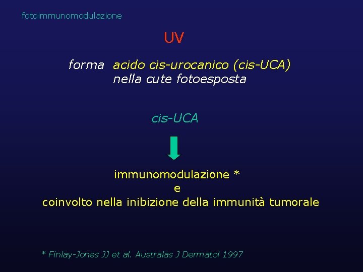 fotoimmunomodulazione UV forma acido cis-urocanico (cis-UCA) nella cute fotoesposta cis-UCA immunomodulazione * e coinvolto