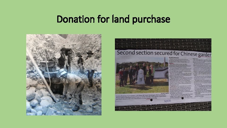 Donation for land purchase 