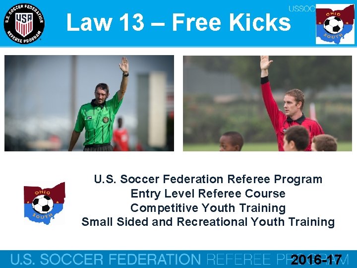 Law 13 – Free Kicks U. S. Soccer Federation Referee Program Entry Level Referee