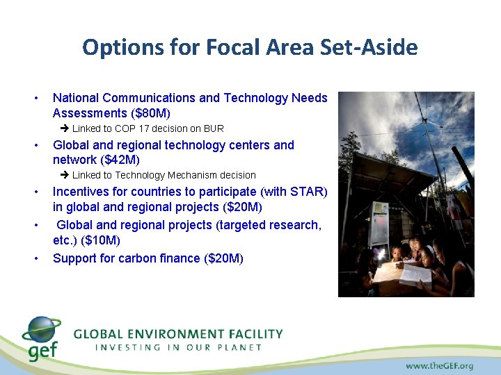 GEF Strategies Activities and Accomplishment Climate Change Mitigation