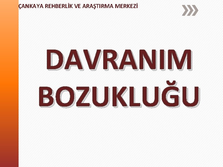 ÇANKAYA REHBERLİK VE ARAŞTIRMA MERKEZİ DAVRANIM BOZUKLUĞU 