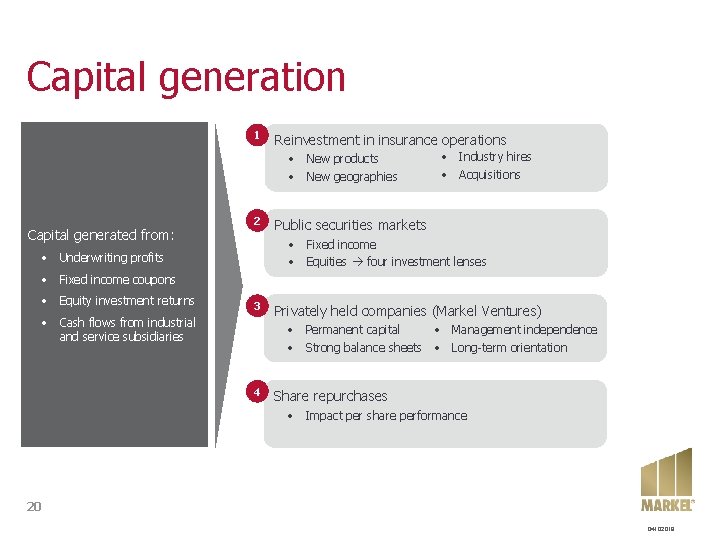 Capital generation 1 Reinvestment in insurance operations • New products • New geographies Capital