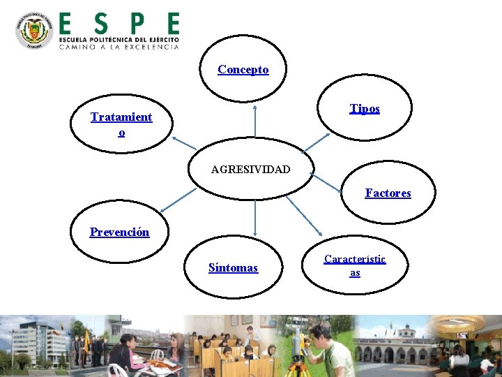 Concepto Tipos Tratamient o AGRESIVIDAD Factores Prevención Síntomas Característic as 