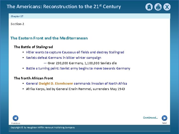 The Americans: Reconstruction to the 21 st Century Chapter 17 Section-2 The Eastern Front