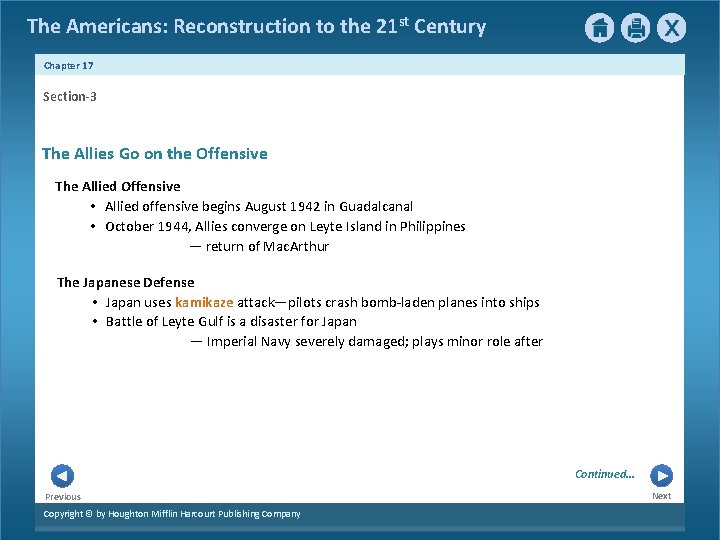 The Americans: Reconstruction to the 21 st Century Chapter 17 Section-3 The Allies Go