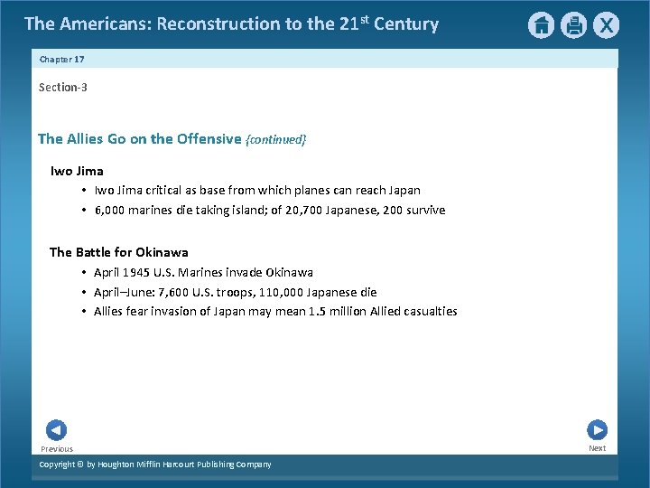 The Americans: Reconstruction to the 21 st Century Chapter 17 Section-3 The Allies Go