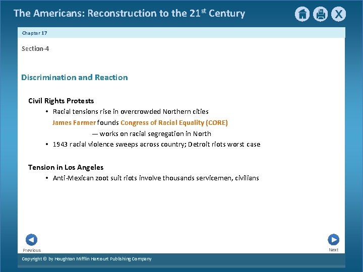 The Americans: Reconstruction to the 21 st Century Chapter 17 Section-4 Discrimination and Reaction