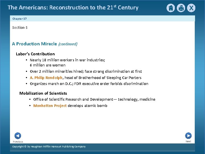 The Americans: Reconstruction to the 21 st Century Chapter 17 Section-1 A Production Miracle