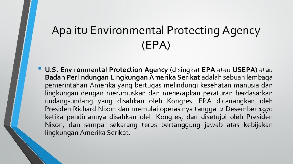 Apa itu Environmental Protecting Agency (EPA) • U. S. Environmental Protection Agency (disingkat EPA