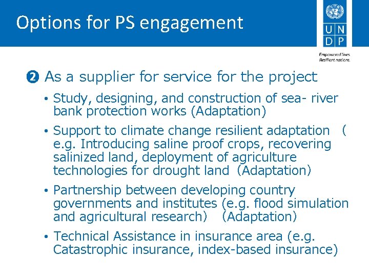 Options for PS engagement ❷ As a supplier for service for the project •
