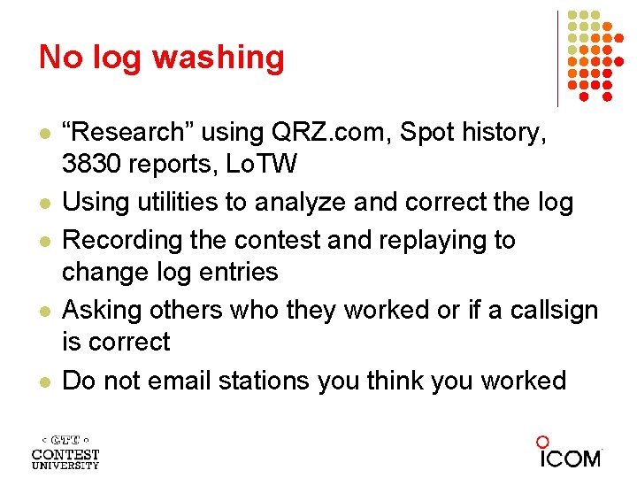 No log washing l l l “Research” using QRZ. com, Spot history, 3830 reports,