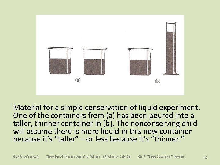 Material for a simple conservation of liquid experiment. One of the containers from (a)