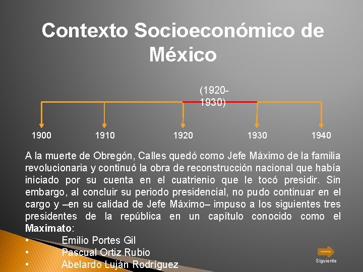 Contexto Socioeconómico de México (19201930) 1900 1910 1920 1930 1940 A la muerte de