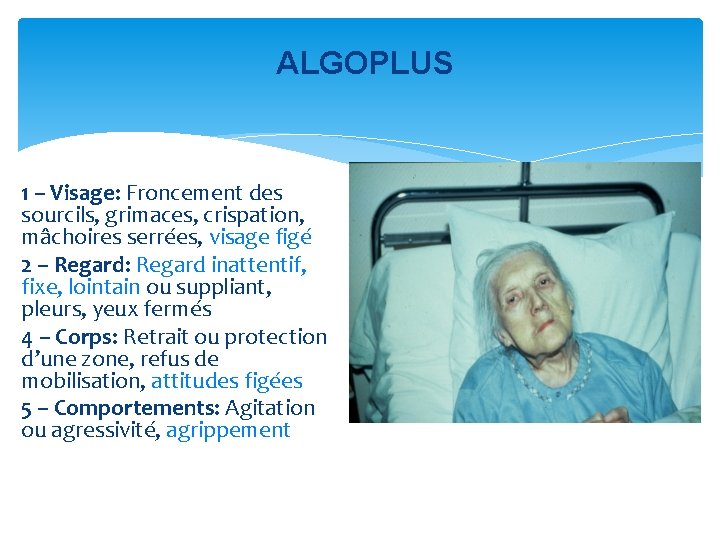 ALGOPLUS 1 – Visage: Froncement des sourcils, grimaces, crispation, mâchoires serrées, visage figé 2