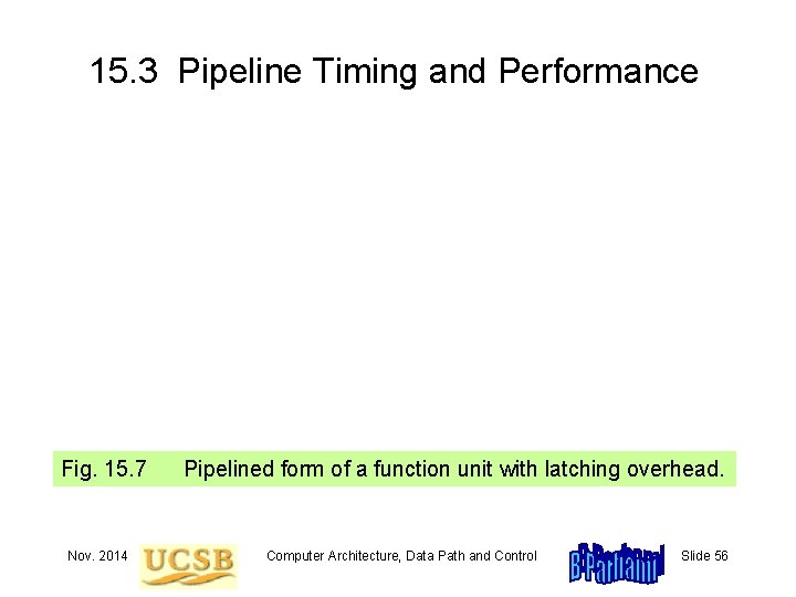 15. 3 Pipeline Timing and Performance Fig. 15. 7 Nov. 2014 Pipelined form of