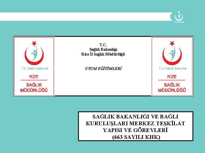 T. C. Sağlık Bakanlığı Rize İl Sağlık Müdürlüğü UYUM EĞİTİMLERİ SAĞLIK BAKANLIĞI VE BAĞLI