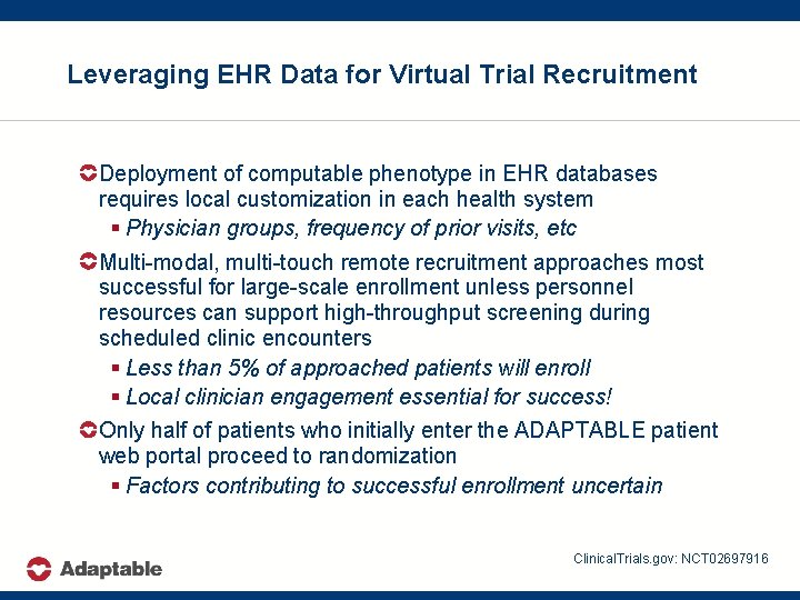 Leveraging EHR Data for Virtual Trial Recruitment Deployment of computable phenotype in EHR databases