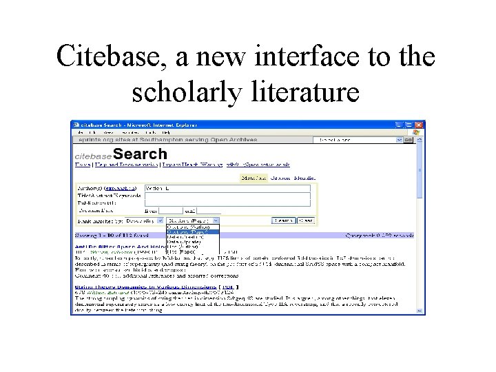 Citebase, a new interface to the scholarly literature 