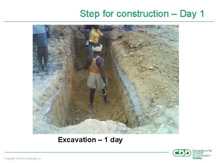 Step for construction – Day 1 Excavation – 1 day 