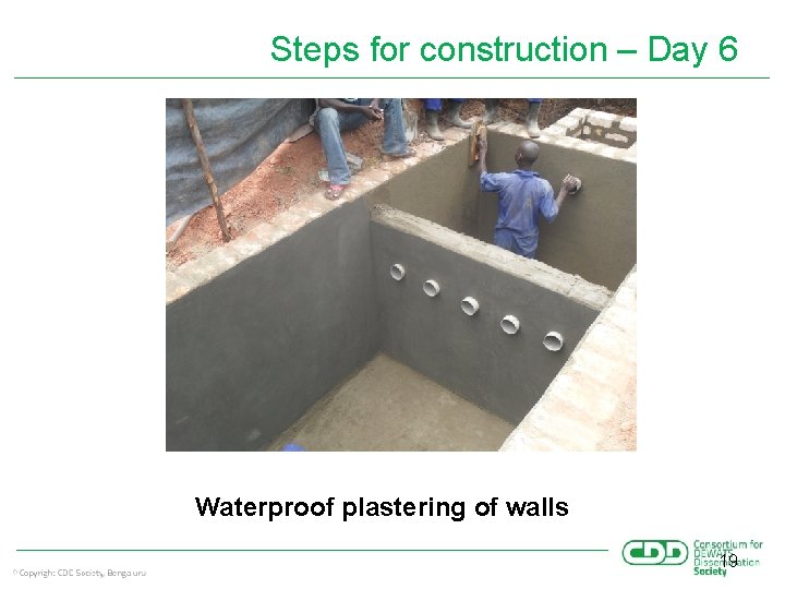 Steps for construction – Day 6 Waterproof plastering of walls 19 