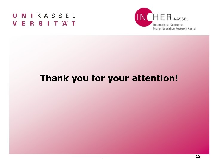 Thank you for your attention! . 12 