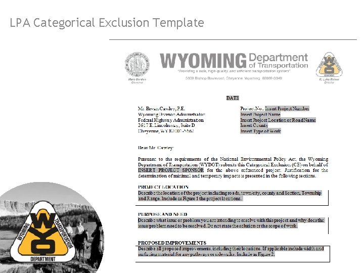 LPA Categorical Exclusion Template 