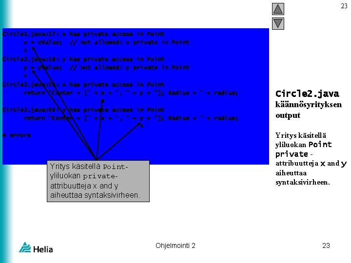 23 Click to edit Master title style Circle 2. java: 17: x has private