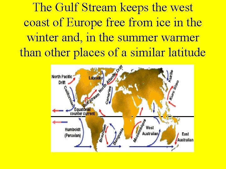 The Gulf Stream keeps the west coast of Europe free from ice in the