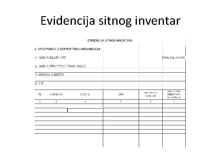 Evidencija sitnog inventar 