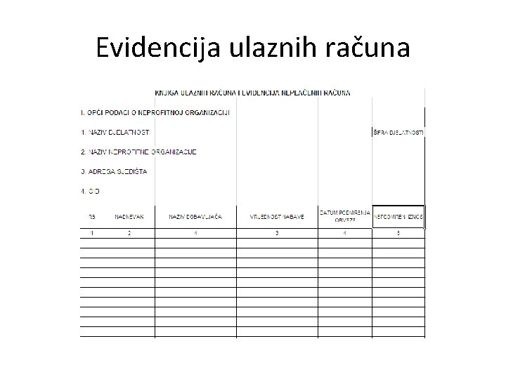 Evidencija ulaznih računa 