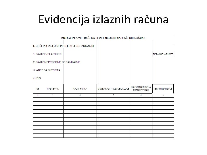 Evidencija izlaznih računa 