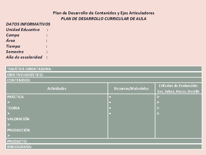 DATOS INFORMATIVOS Unidad Educativa : Campo : Área : Tiempo : Semestre : Año