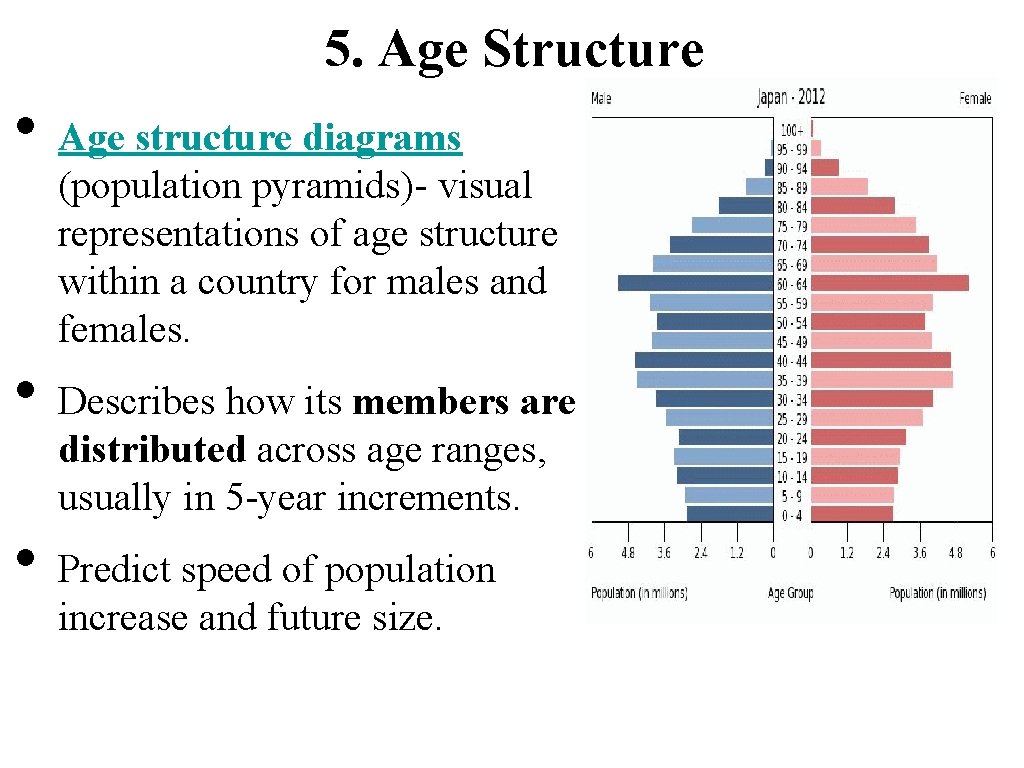 5. Age Structure • • • Age structure diagrams (population pyramids)- visual representations of