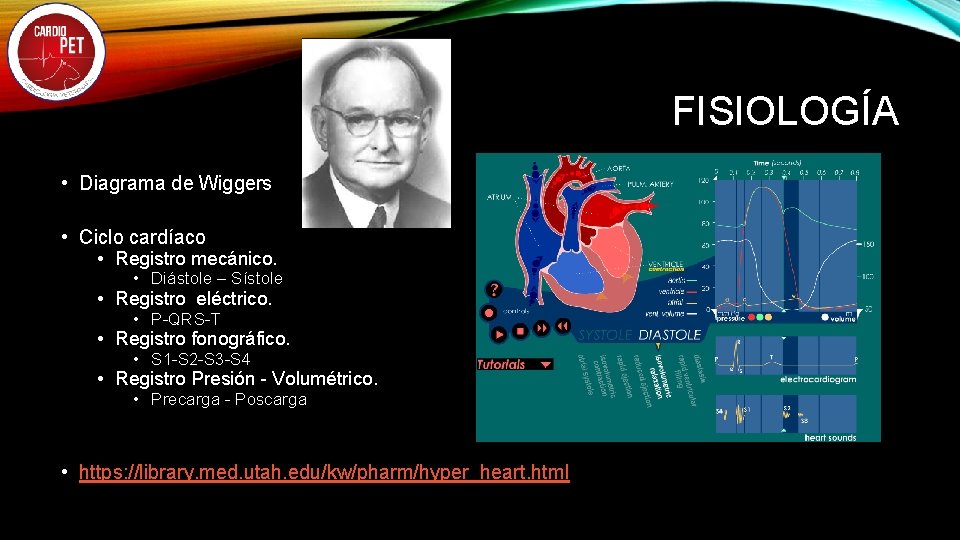 FISIOLOGÍA • Diagrama de Wiggers • Ciclo cardíaco • Registro mecánico. • Diástole –