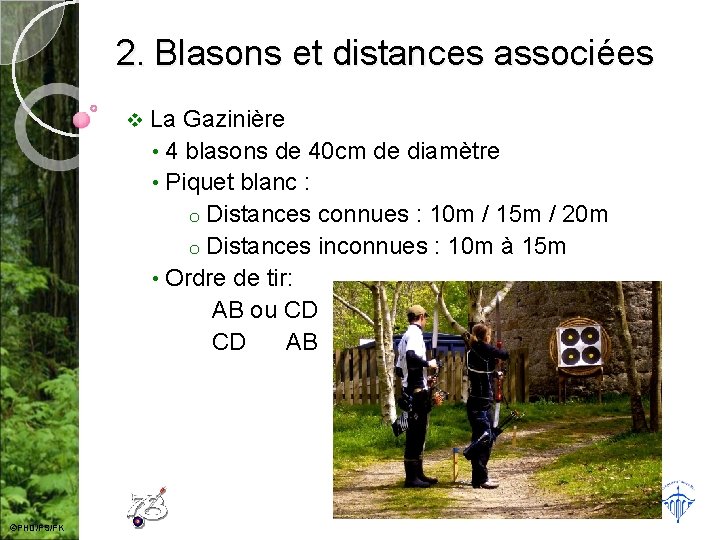 2. Blasons et distances associées v ©PHD/FS/FK La Gazinière • 4 blasons de 40