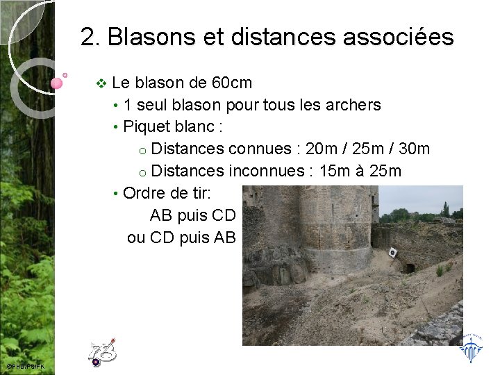 2. Blasons et distances associées v ©PHD/FS/FK Le blason de 60 cm • 1
