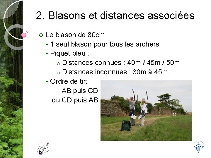 2. Blasons et distances associées v ©PHD/FS/FK Le blason de 80 cm • 1
