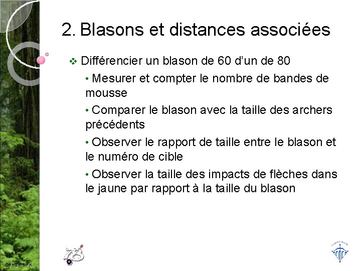2. Blasons et distances associées v ©PHD/FS/FK Différencier un blason de 60 d’un de