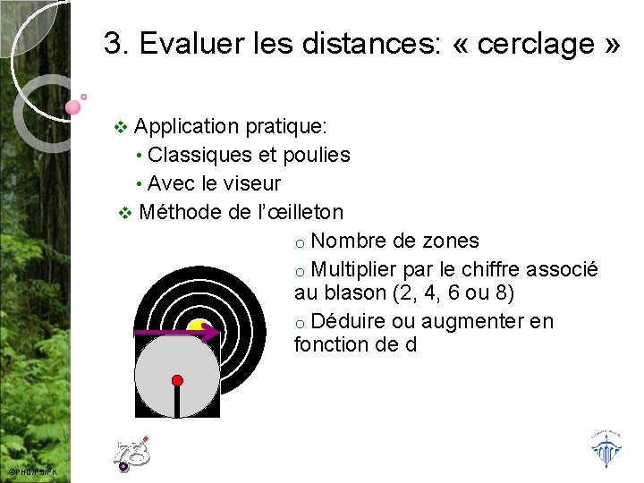 3. Evaluer les distances: « cerclage » Application pratique: • Classiques et poulies •