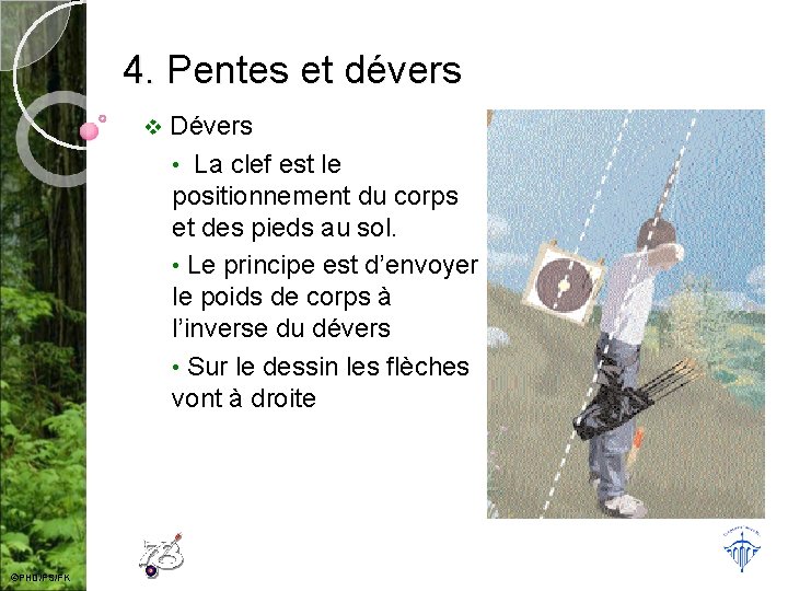 4. Pentes et dévers v ©PHD/FS/FK Dévers • La clef est le positionnement du